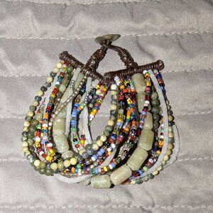 $1 with Bundle ~ Multi Strand Beaded Wrap Bracelet 6281